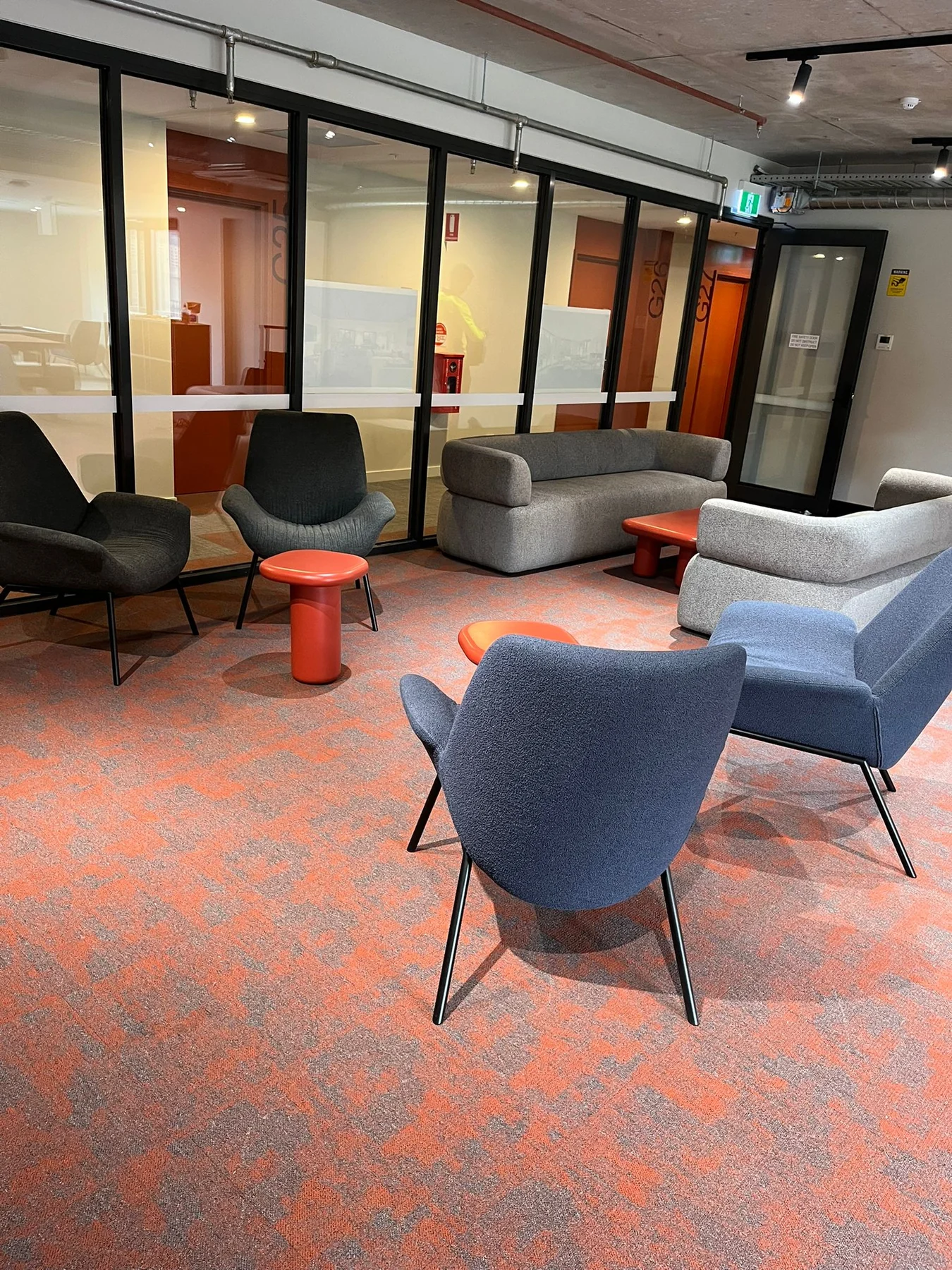 IGLU Mascot lounge cluster with installed furniture