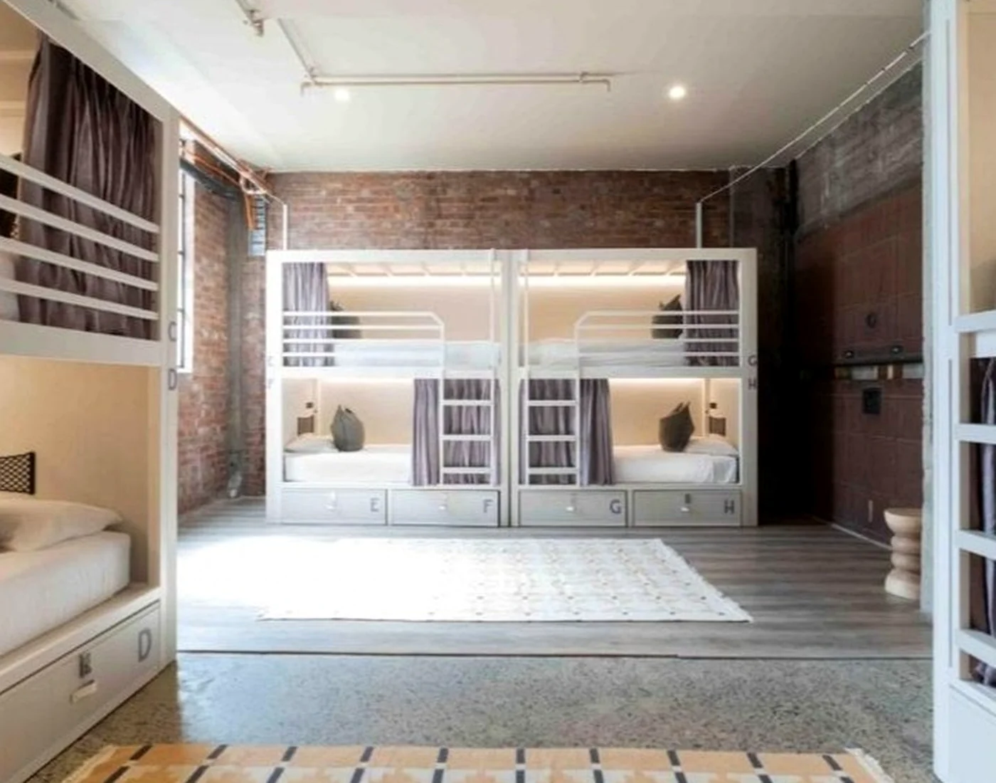 Real accommodation installation room with completed bunk and room furniture setting