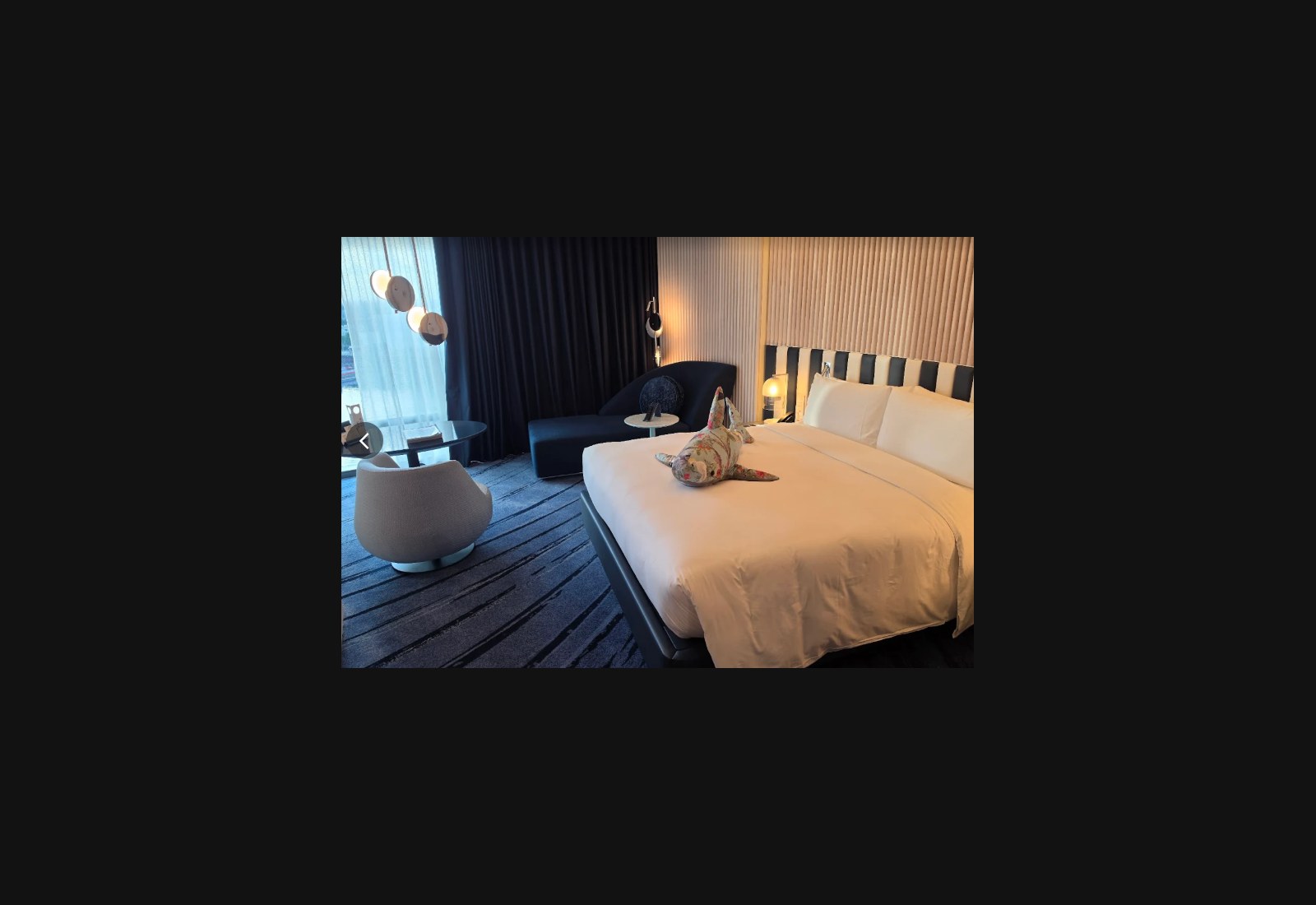 W Hotel Sydney guest room with installed bed, seating and finishes