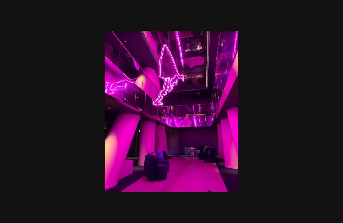 W Hotel Sydney neon lobby interior with magenta lighting
